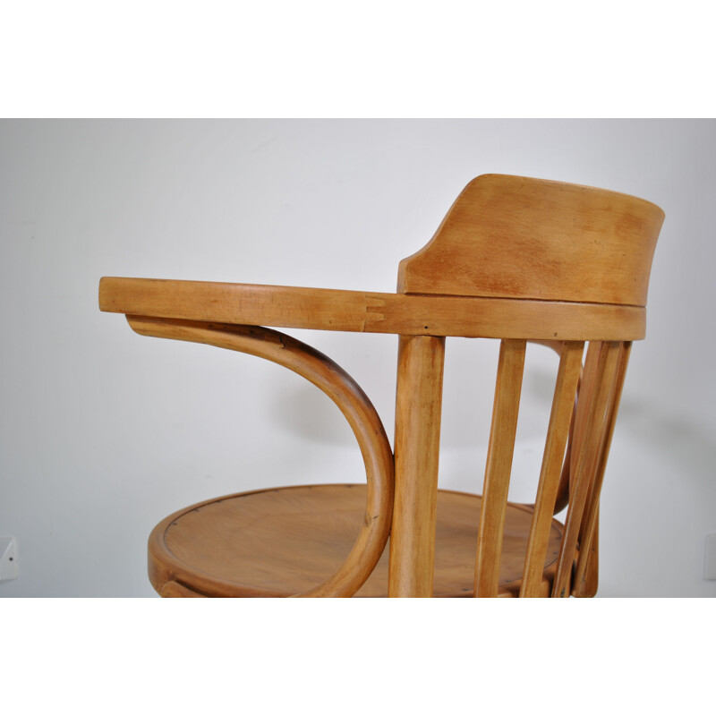 Vintage Thonet beechwood swivel armchair, 1950