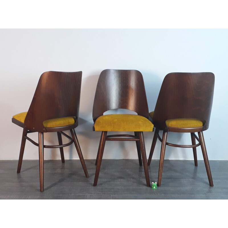 Set of 6 vintage walnut chairs by Lubomir Hofman for Ton, 1960