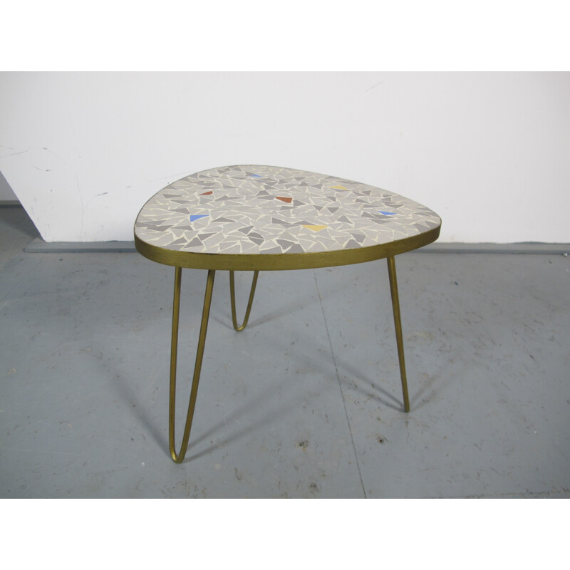 Italian mosaic side table with hairpin legs - 1950s