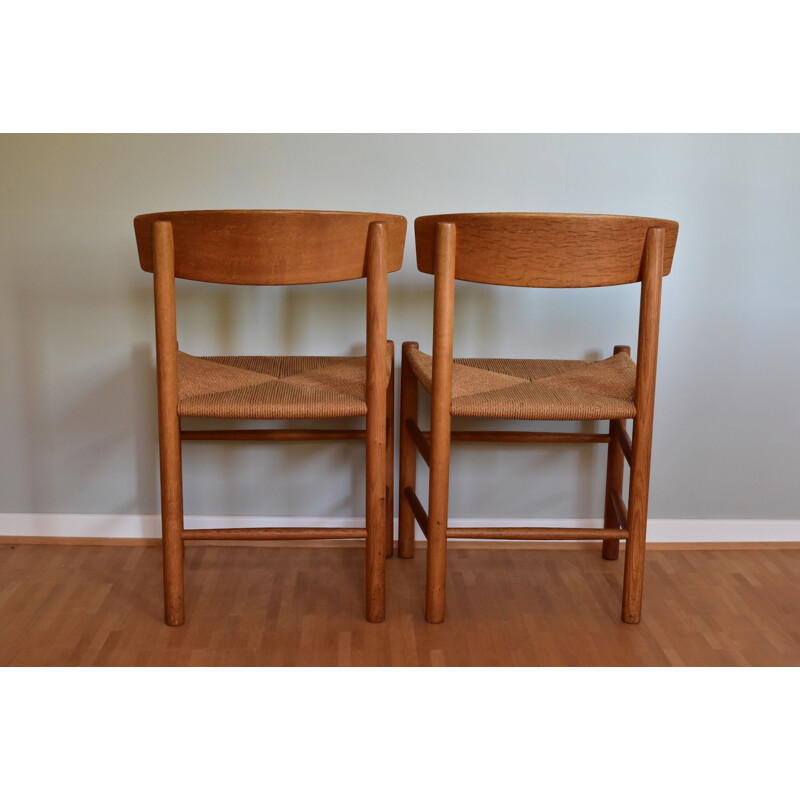 Pair of vintage oakwood chairs J39 by Børge Mogensen for Fdb Møbler, Denmark