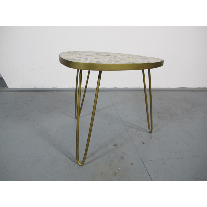 Italian mosaic side table with hairpin legs - 1950s