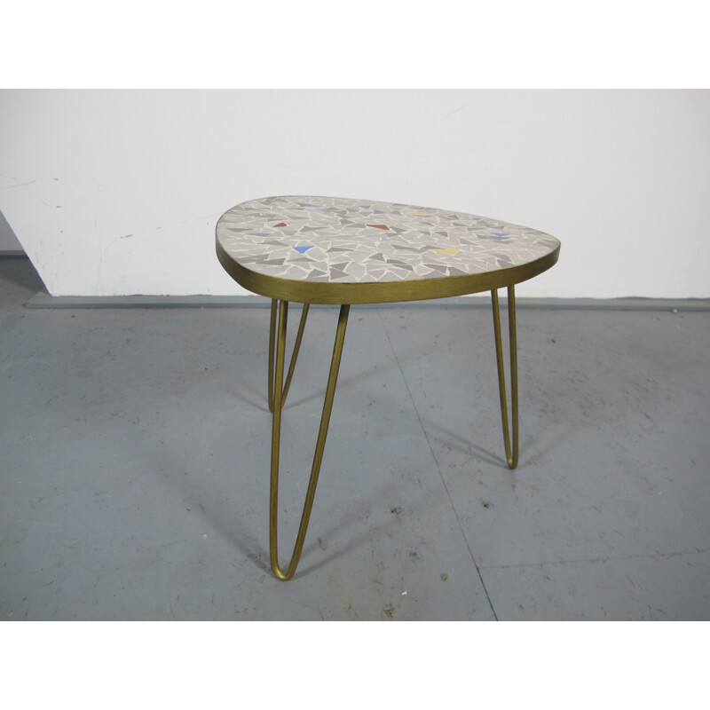 Italian mosaic side table with hairpin legs - 1950s