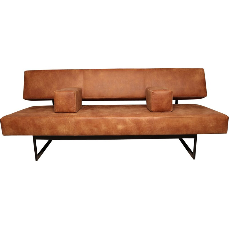 Vintage sofa in brown leather by Dieter Waeckerlin for Idealheim, Switserland 1950s