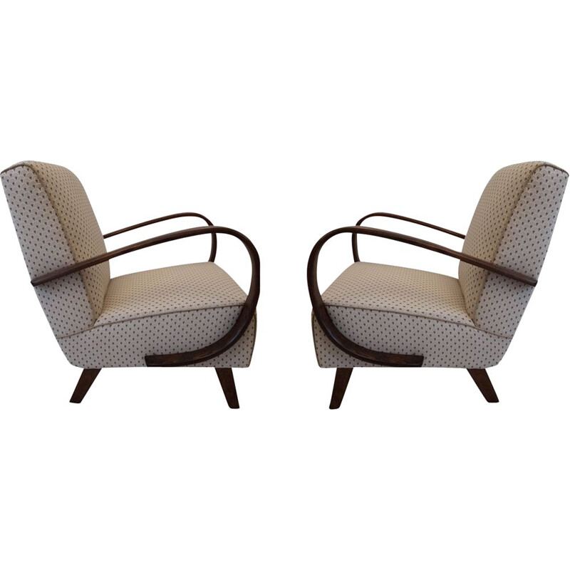 Pair of Art Deco vintage armchairs by Jindrich Halabala for Thonet, 1940s