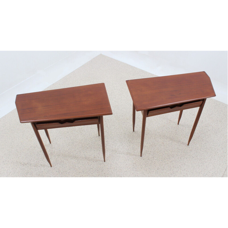 Pair of mid century cherry wood night stands, 1950s