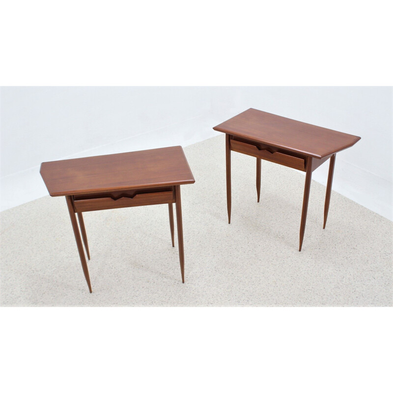 Pair of mid century cherry wood night stands, 1950s