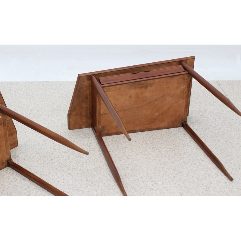 Pair of mid century cherry wood night stands, 1950s