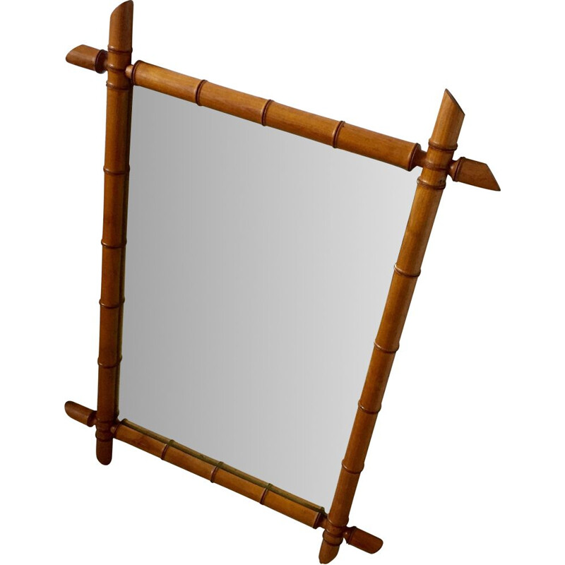 Miroir Art Déco vintage en bois sculpté