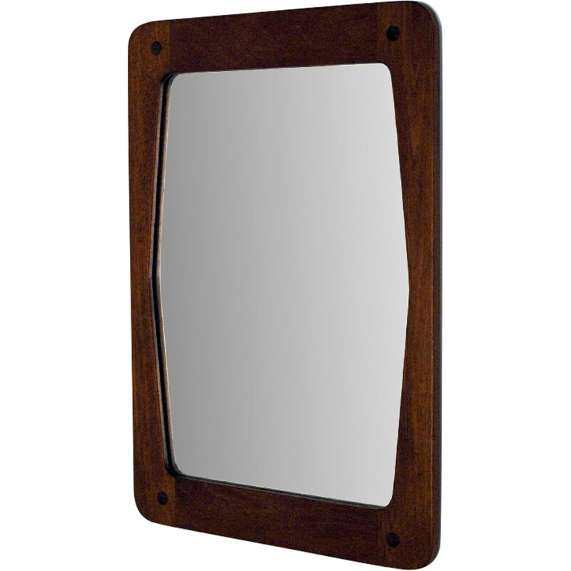 Mid century teak wall mirror by Hans-Agne Jakobsson for Åhus Ab, Sweden 1950s