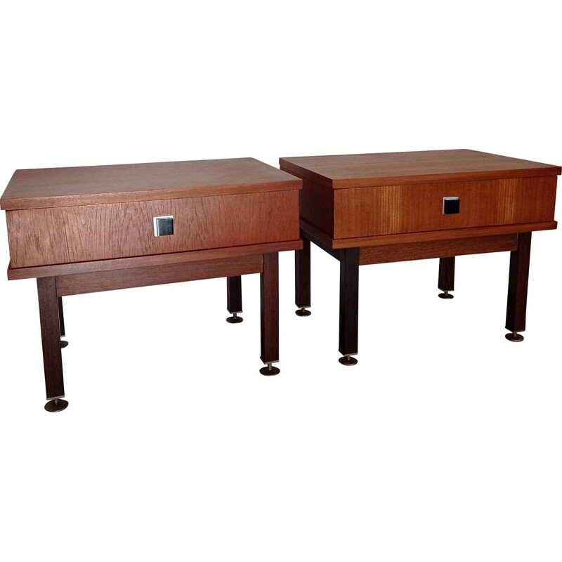 Pair of vintage Combineurop teak night stands, 1950