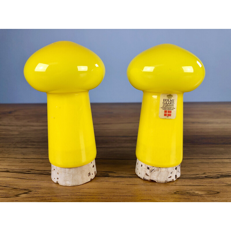 Vintage yellow glass salt and pepper set by Michael Bang for Holmegaard, Denmark 1970