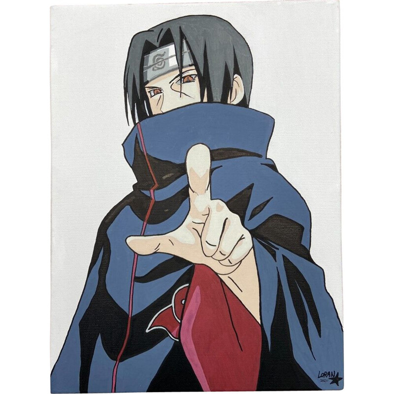 Acrylique sur toile vintage "Itachi Uchiha" par Loran