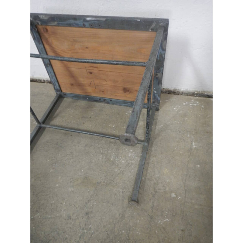 Vintage-Hocker aus Holz und Eisen