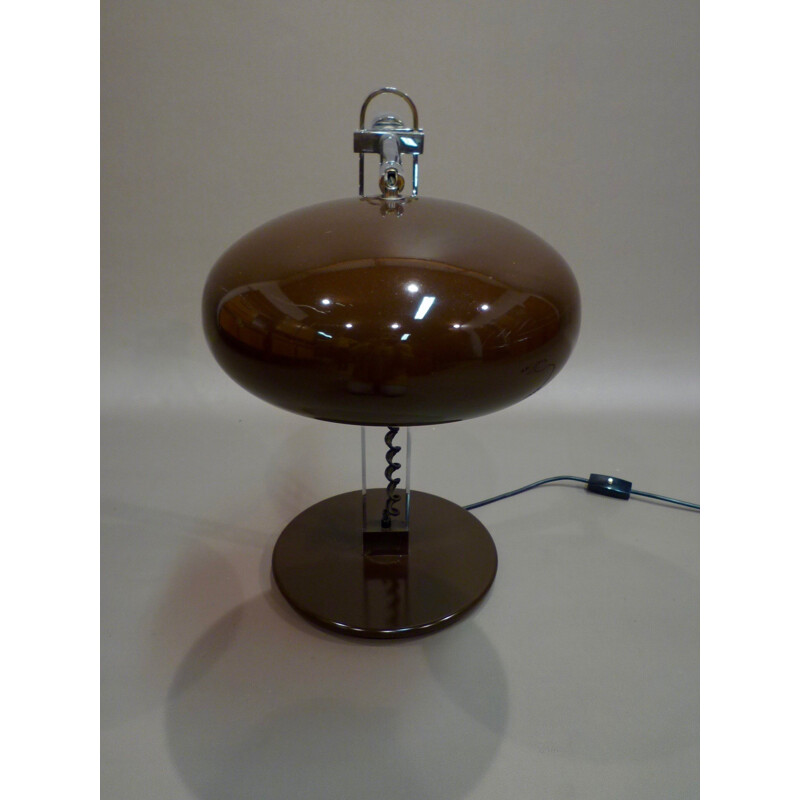 Large industrial table lamp in brown metal - 1960s