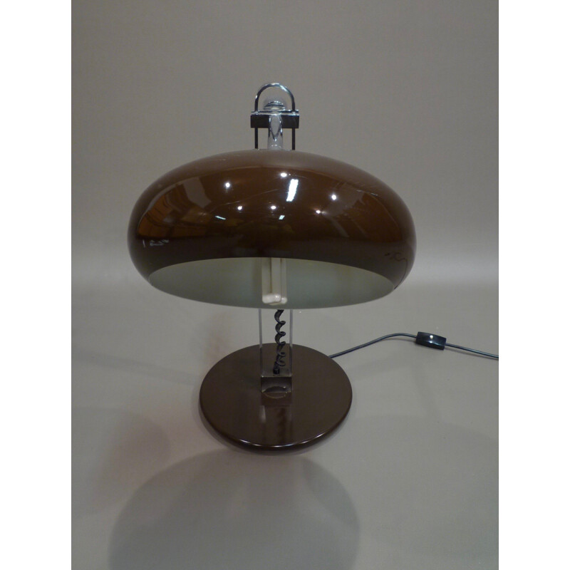 Large industrial table lamp in brown metal - 1960s