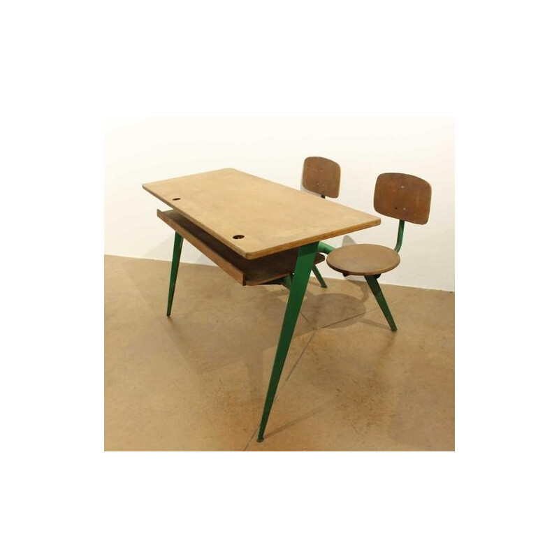 Vintage two-seater desk model 850, Jean PROUVÉ - 1950s