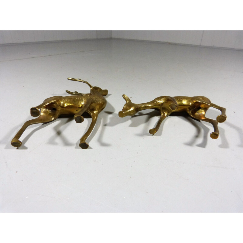 Pair of vintage brass deer sculptures, 1960