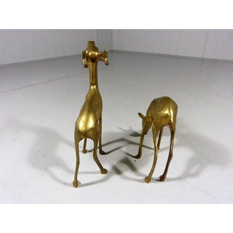 Pair of vintage brass deer sculptures, 1960