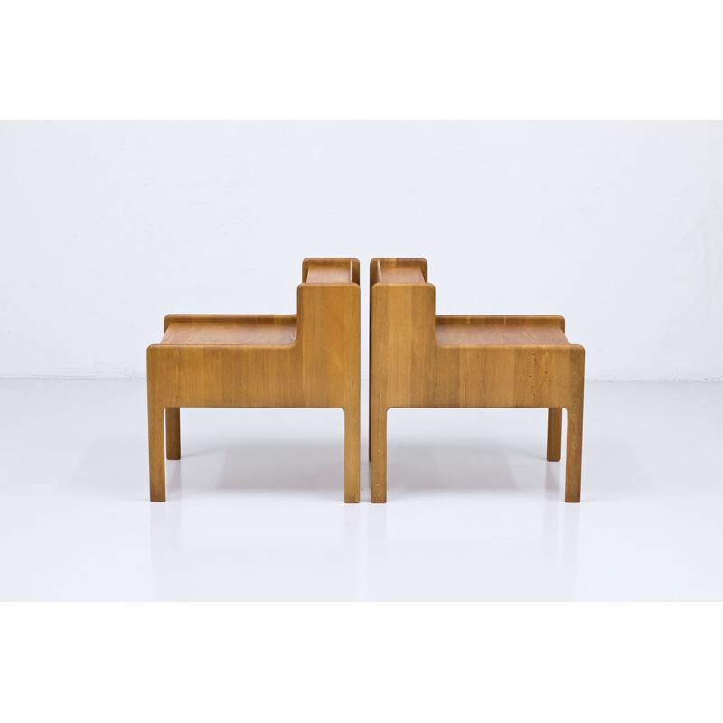 Pair of vintage night stands in solid oakwood, Sweden 1960s