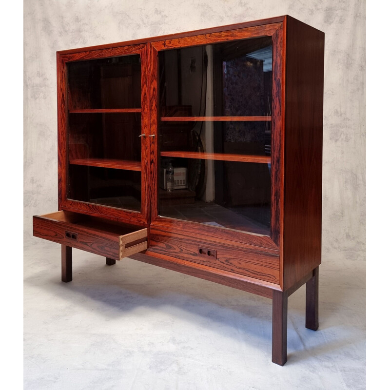 Vintage French rosewood display cabinet, 1960