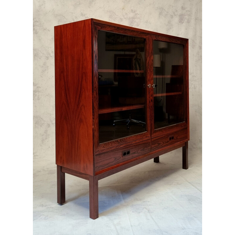 Vintage French rosewood display cabinet, 1960