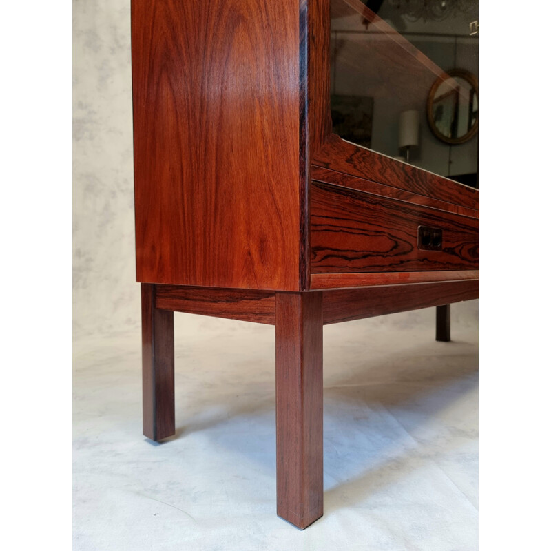 Vintage French rosewood display cabinet, 1960