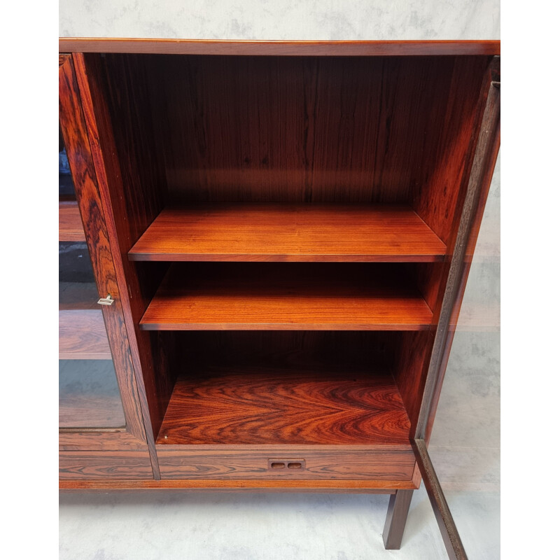 Vintage French rosewood display cabinet, 1960