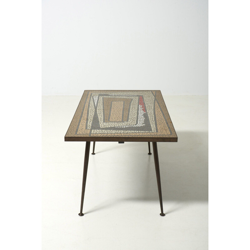 Decorative vintage coffee table in mosaic by Berthold Muller, Germany 1960