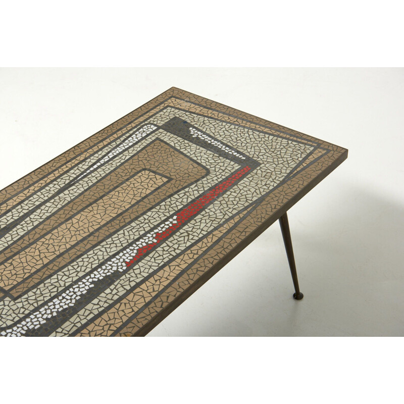 Decorative vintage coffee table in mosaic by Berthold Muller, Germany 1960