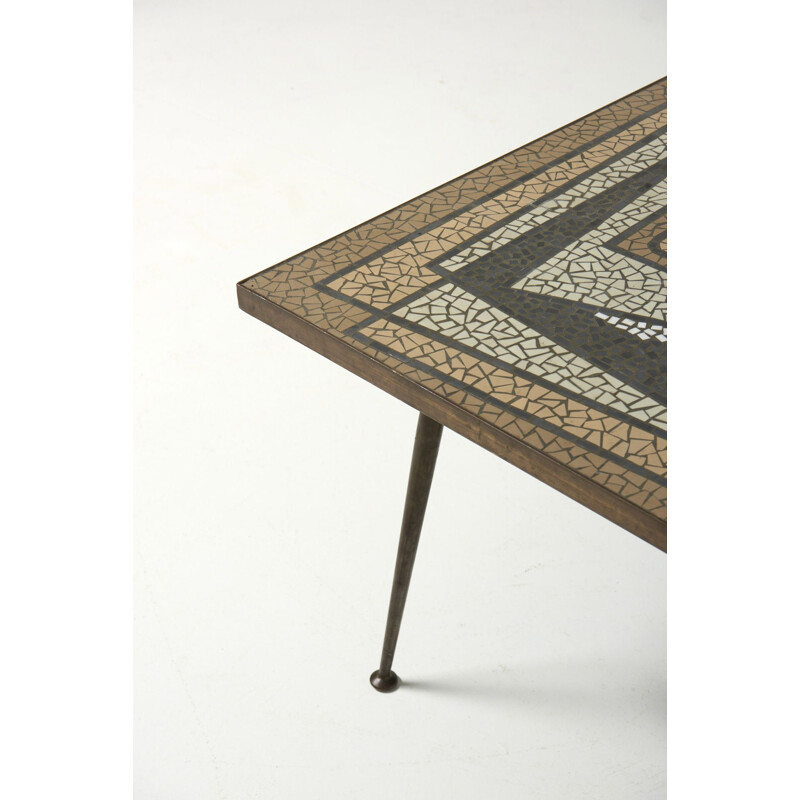 Decorative vintage coffee table in mosaic by Berthold Muller, Germany 1960