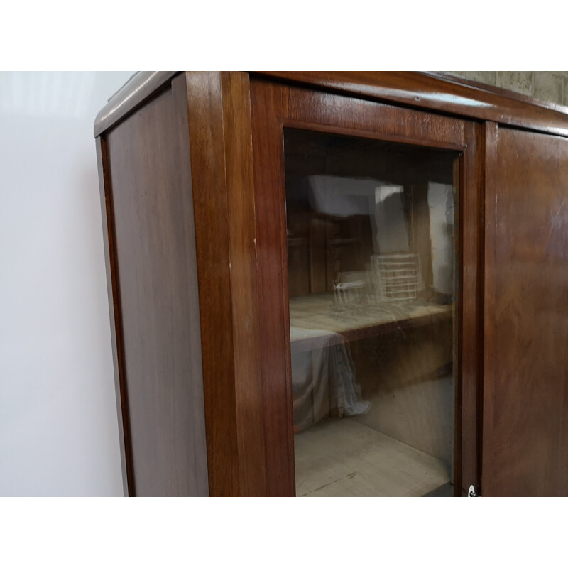 Vintage Art Deco mahogany bookcase with glass doors
