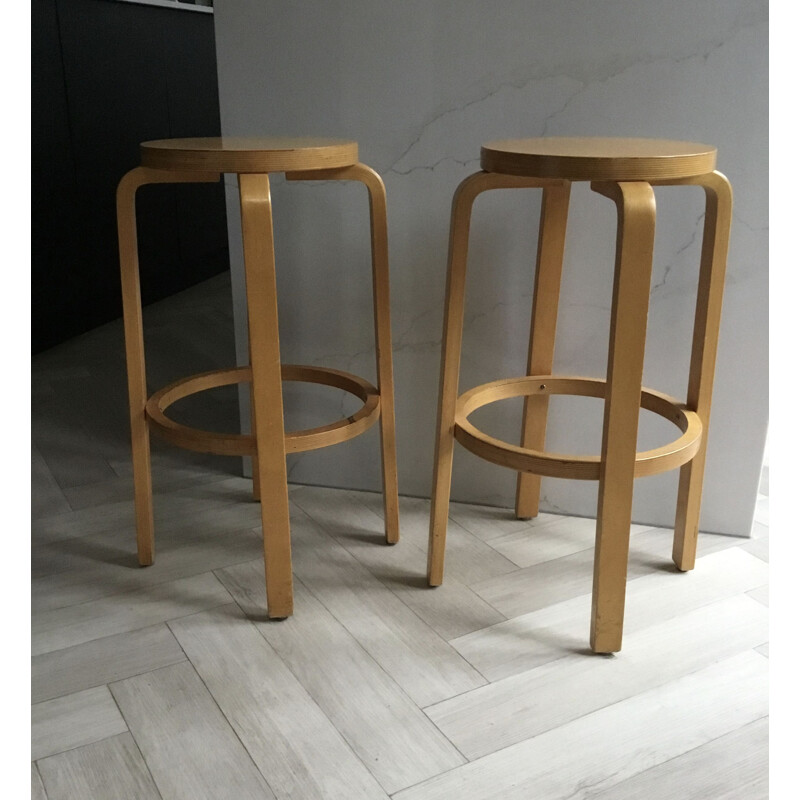 Pair of vintage bar stools by Alvar Aalto, Finland 1960s