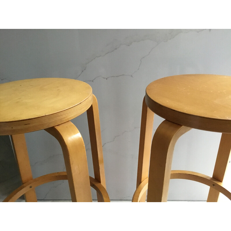 Pair of vintage bar stools by Alvar Aalto, Finland 1960s