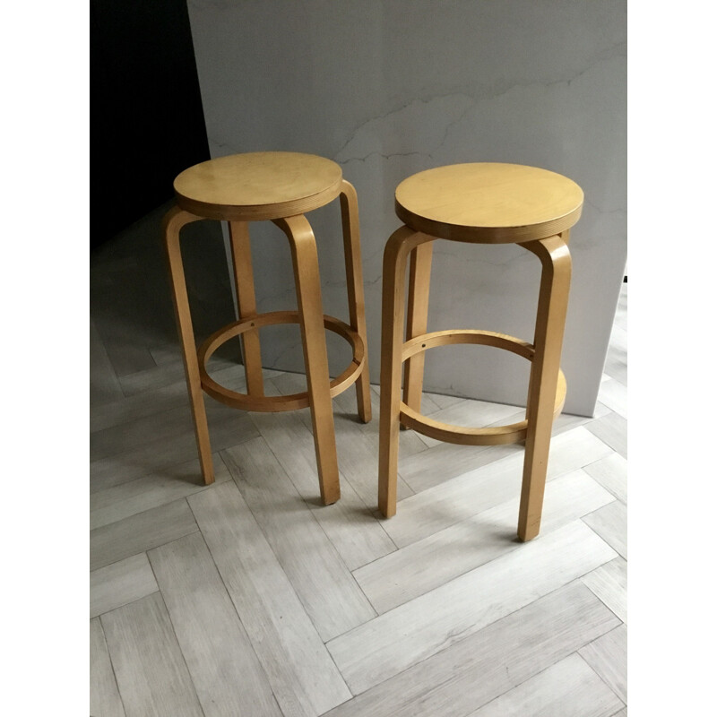 Pair of vintage bar stools by Alvar Aalto, Finland 1960s