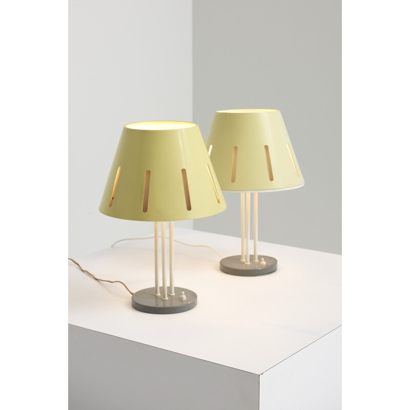 Pair of vintage table lamps "Sun Series" by Herman Busquet for Hala Zeist, Netherlands 1950s