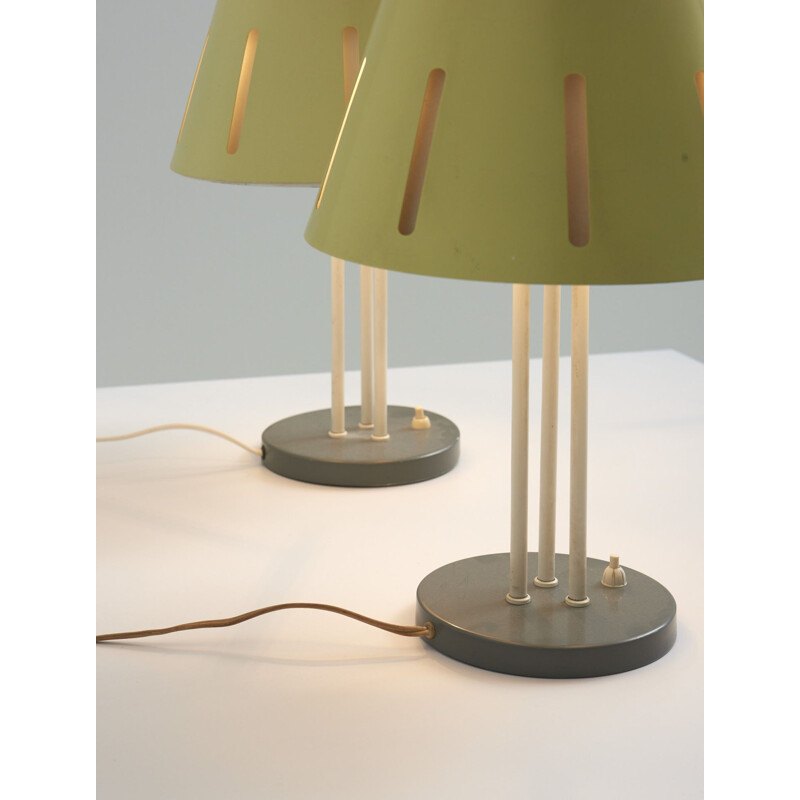 Pair of vintage table lamps "Sun Series" by Herman Busquet for Hala Zeist, Netherlands 1950s