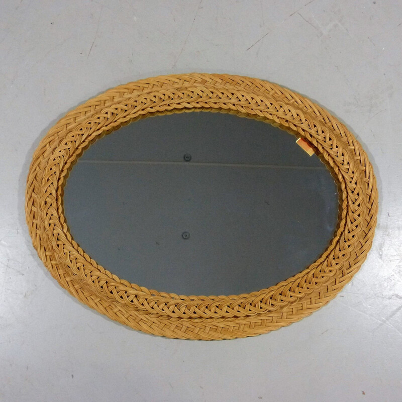 Vintage rattan mirror, Germany 1970s