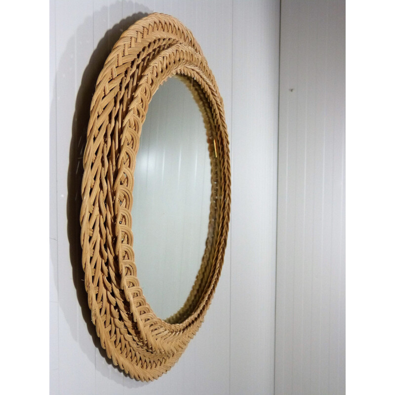 Vintage rattan mirror, Germany 1970s