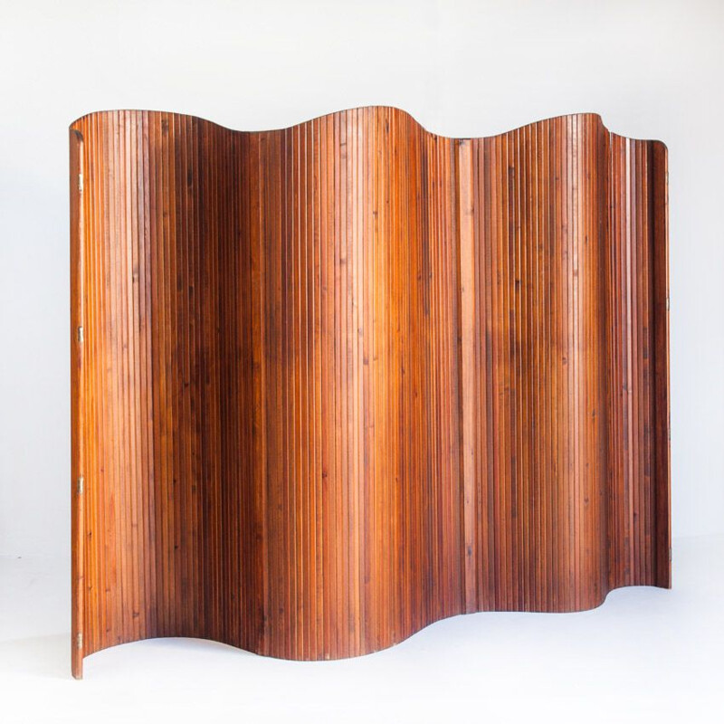 Vintage pine folding screen by Jomain Baumann for Melun, France 1920-1930