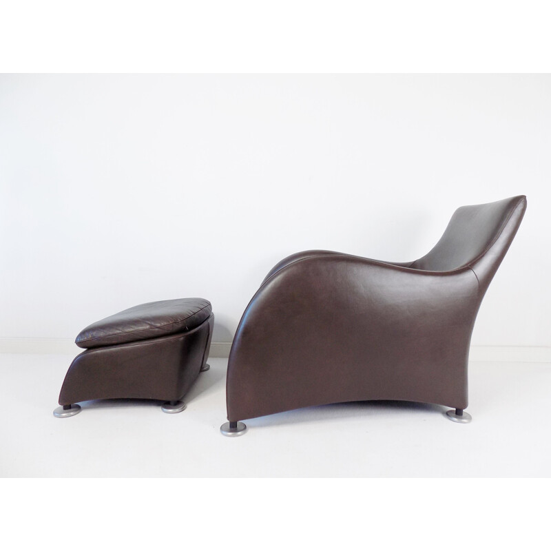 Vintage Montis Loge leather armchair with ottoman by Gerard van den Berg