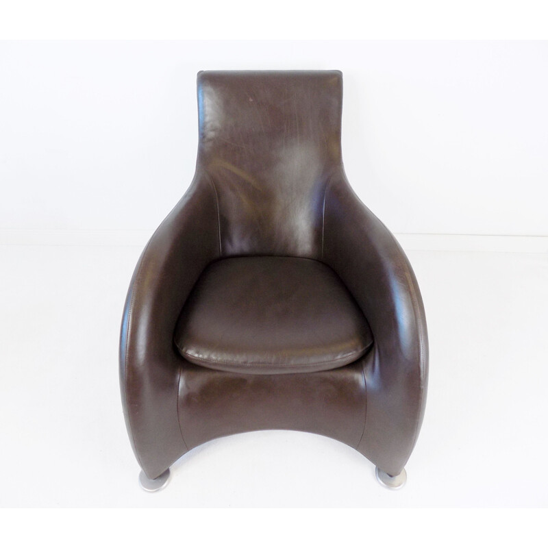 Vintage Montis Loge leather armchair with ottoman by Gerard van den Berg