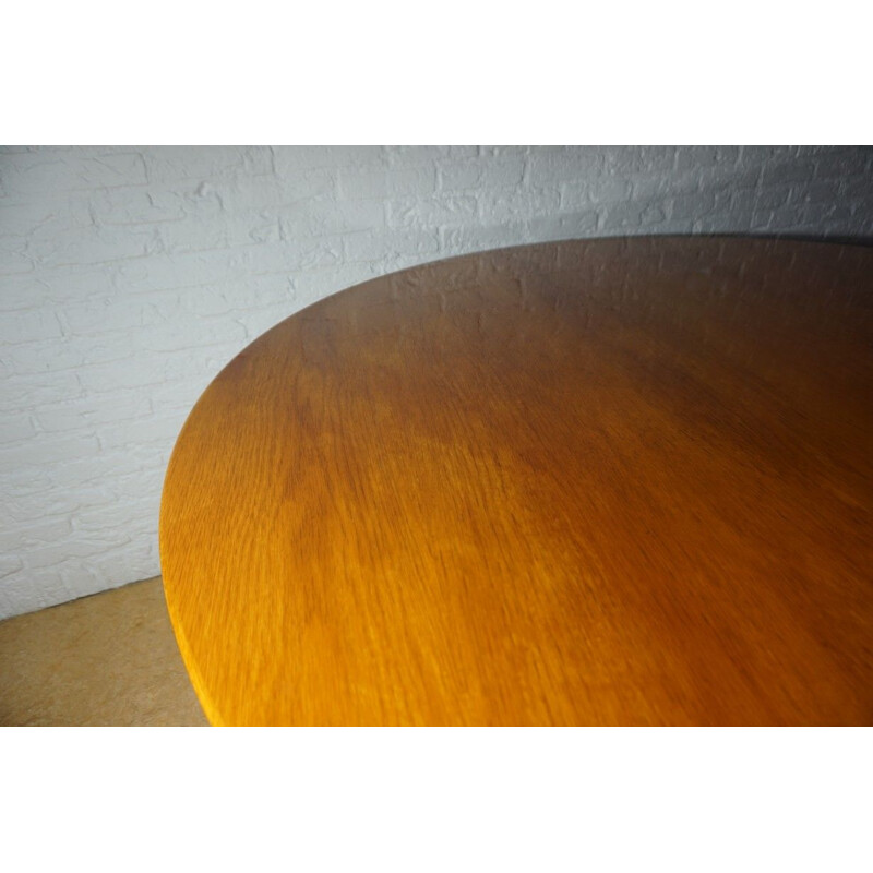 Vintage round oakwood dining table by Florence Knoll Bassett for Knoll, USA 1960s
