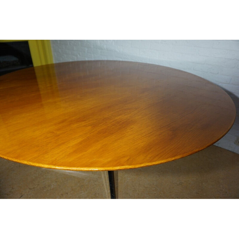 Vintage round oakwood dining table by Florence Knoll Bassett for Knoll, USA 1960s
