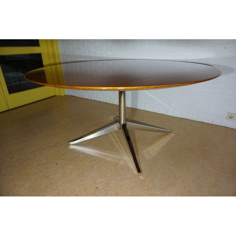 Vintage round oakwood dining table by Florence Knoll Bassett for Knoll, USA 1960s