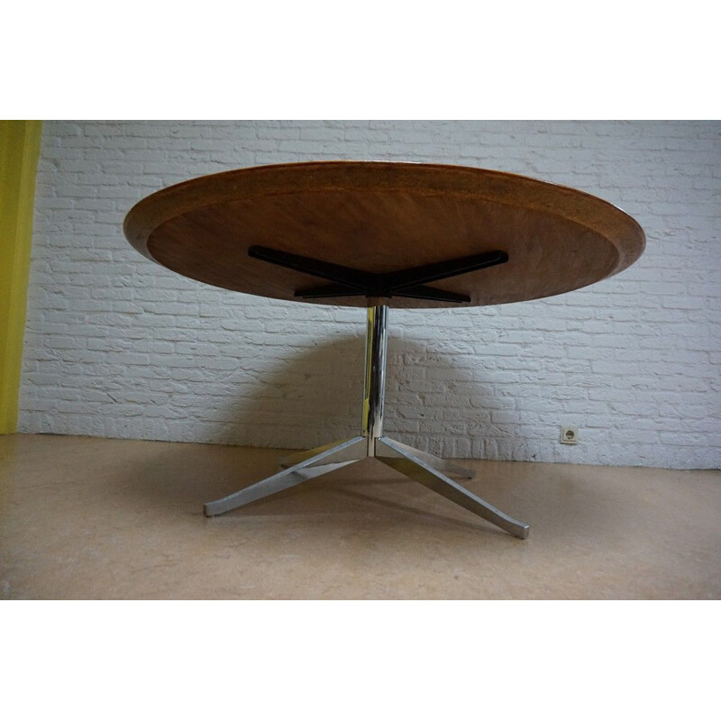 Table ronde vintage en bois de chêne par Florence Knoll Bassett pour Knoll, États-Unis 1960