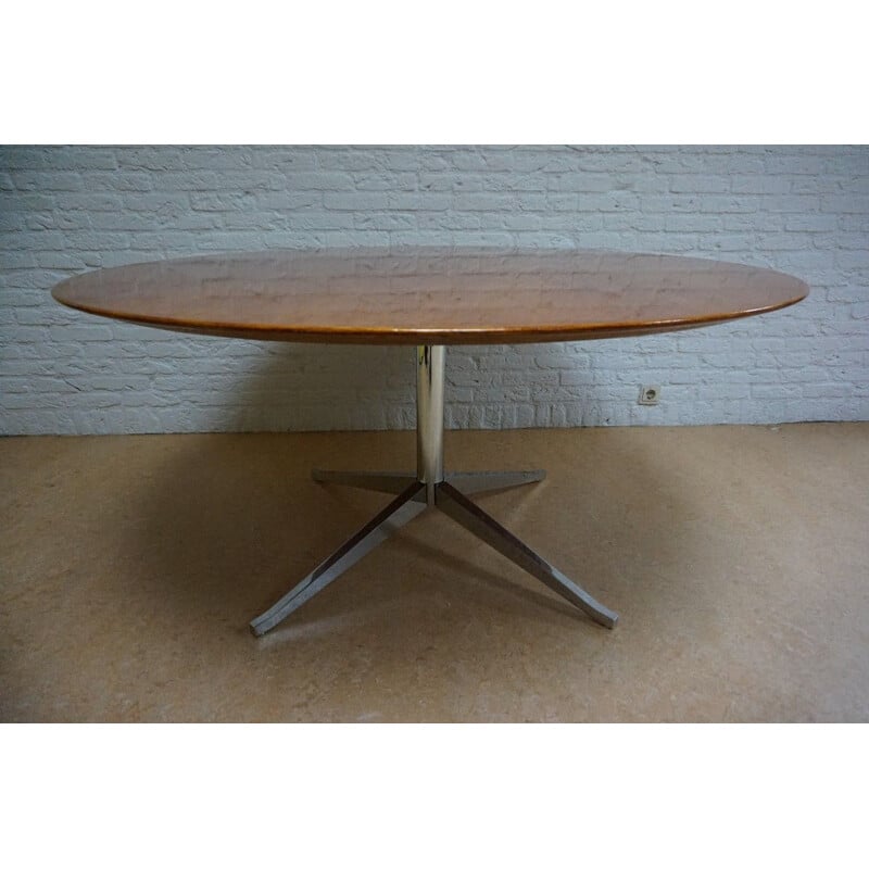 Vintage round oakwood dining table by Florence Knoll Bassett for Knoll, USA 1960s