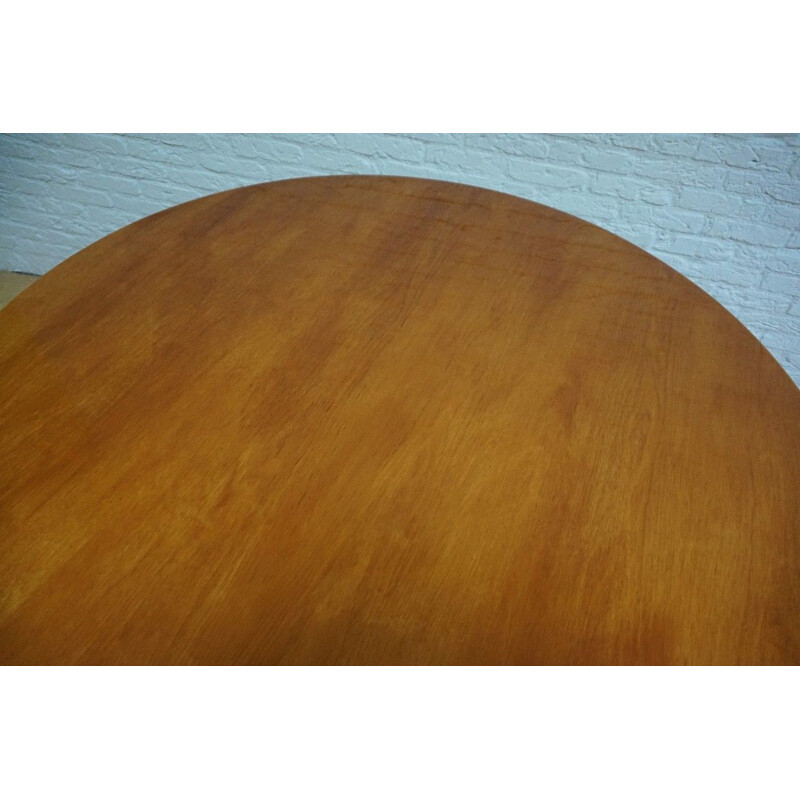 Vintage round oakwood dining table by Florence Knoll Bassett for Knoll, USA 1960s