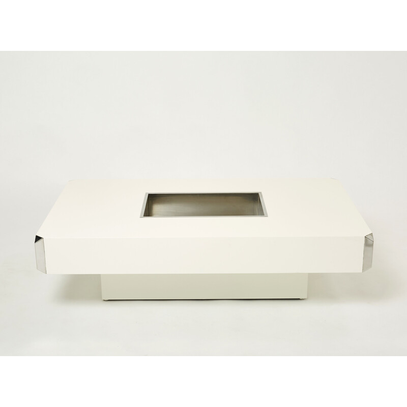 Vintage coffee table in white lacquer by Mario Sabot 1970