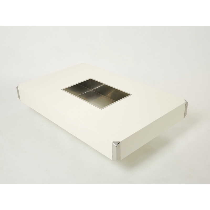 Table basse vintage laquée blanche de Mario Sabot 1970