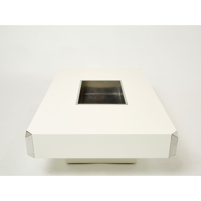 Vintage coffee table in white lacquer by Mario Sabot 1970